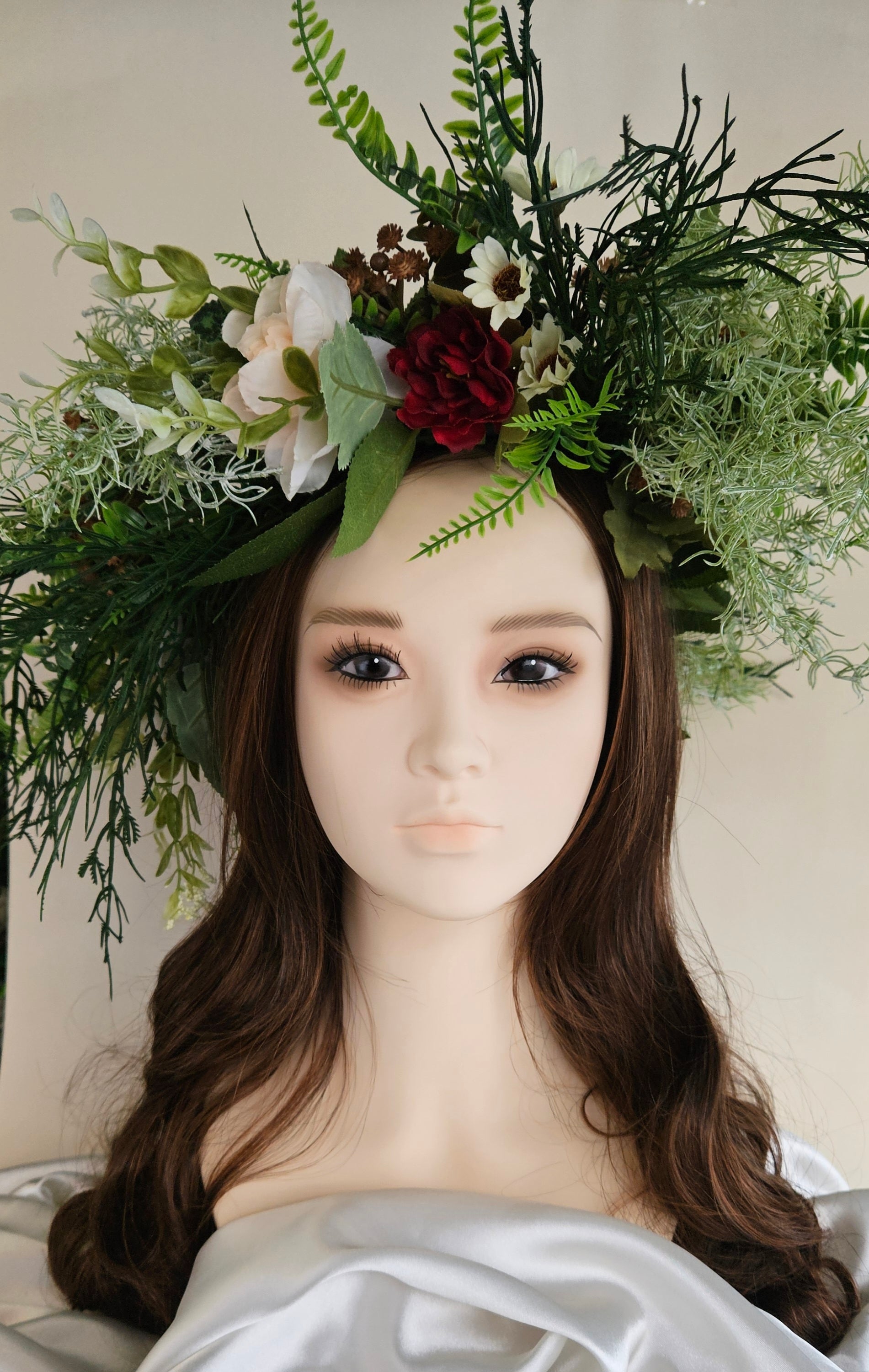 Oversized foliage flower crown